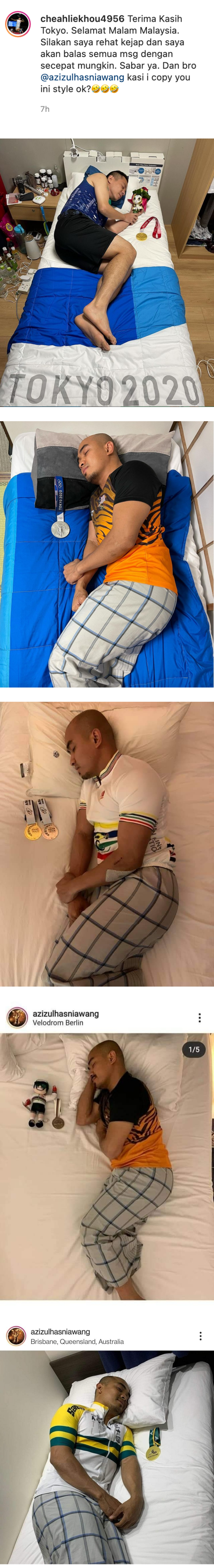 【东京残奥】马来西亚羽球选手谢儮好与金牌共眠+打卡 致敬Dato Azizulhasni Awang 经典Pose！ 娱乐资讯 图2张