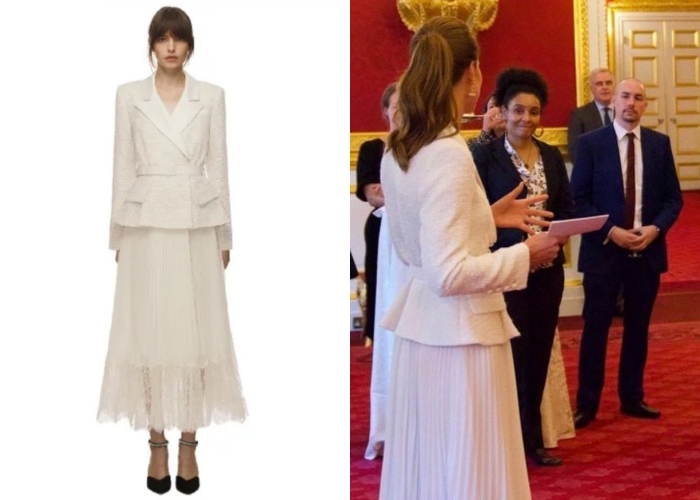 Style｜凯特王妃穿白色套装被赞爆，梅根穿爱牌亮相被批像“穿制服” 更多热点 图2张