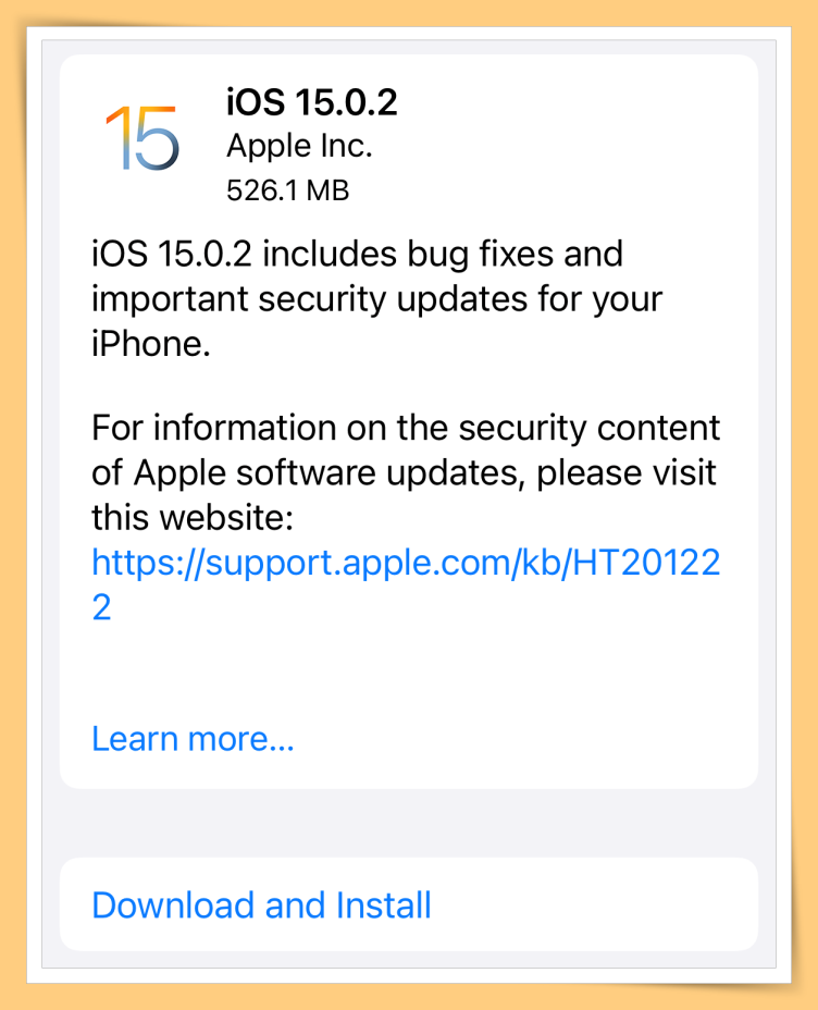 News I 苹果推送iOS 15.0.2！修复信息与照片应用等问题！ 更多热点 图2张