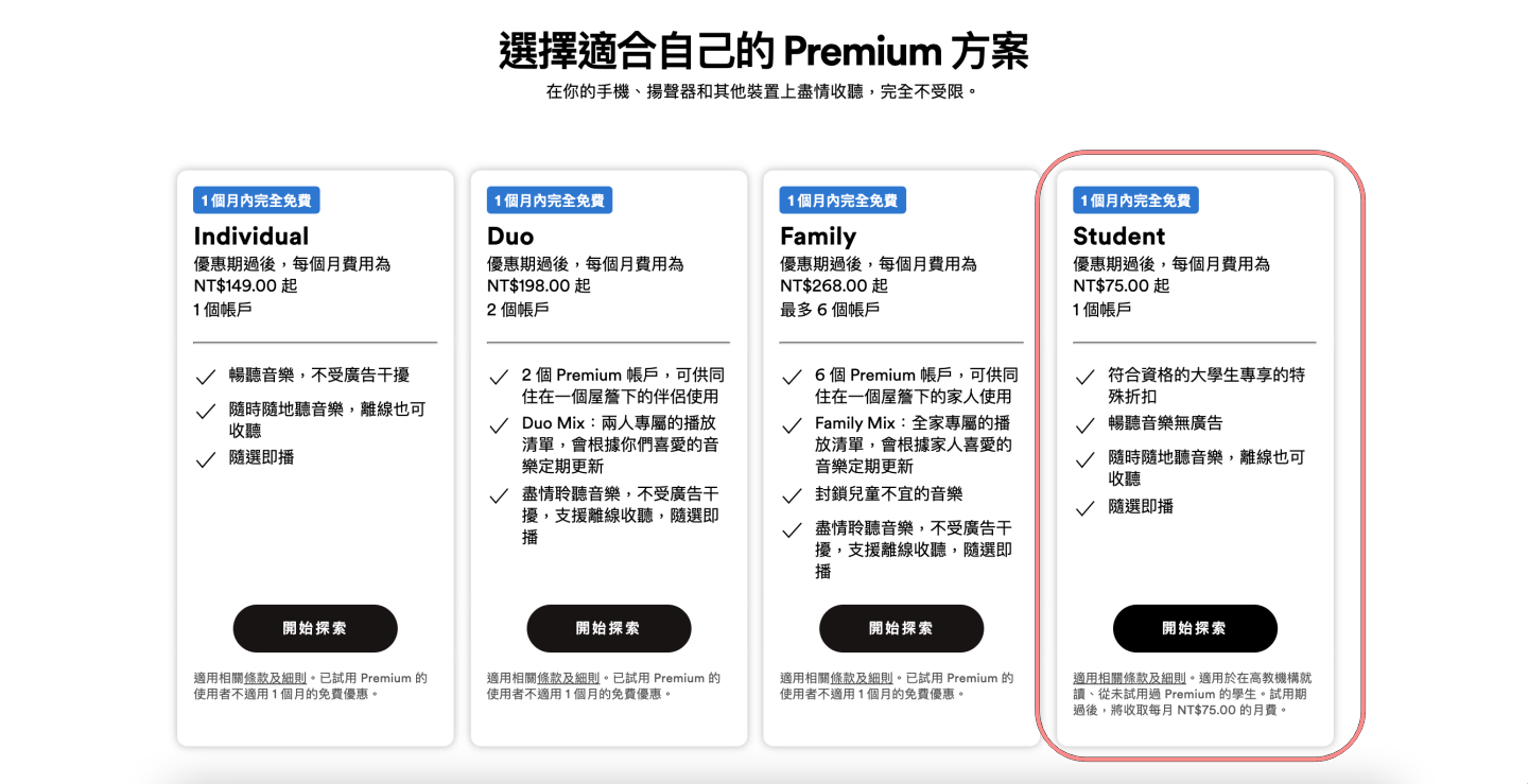 Spotify 推出全新‘ Premium Student ’方案 每月价格 75 元，符合资格的大学生都可以订阅 数码科技 图2张