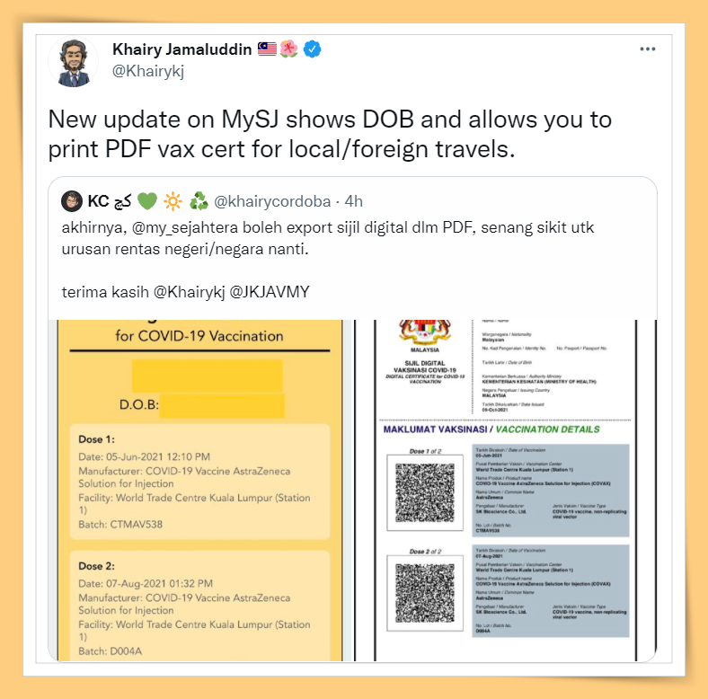 Tips I MySejahtera可以下载PDF疫苗证书了！教你5个步骤如何下载！ 更多热点 图1张