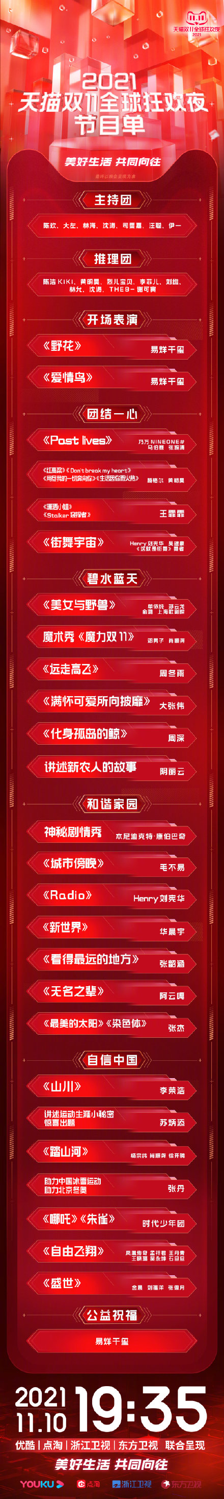 今晚有2场双11晚会可以看！都有THE9成员...李荣浩、杨丞琳夫妻打对台！ 娱乐资讯 图2张