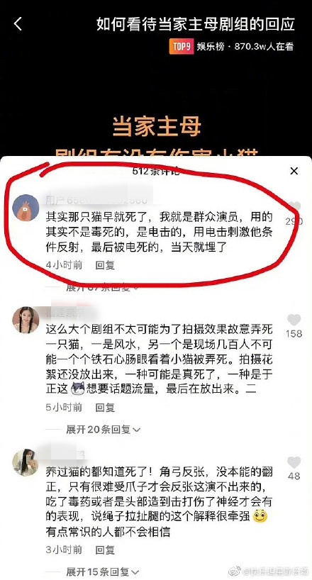 《当家主母》评分暴跌！群演爆：猫早被电击死了 娱乐资讯 图2张