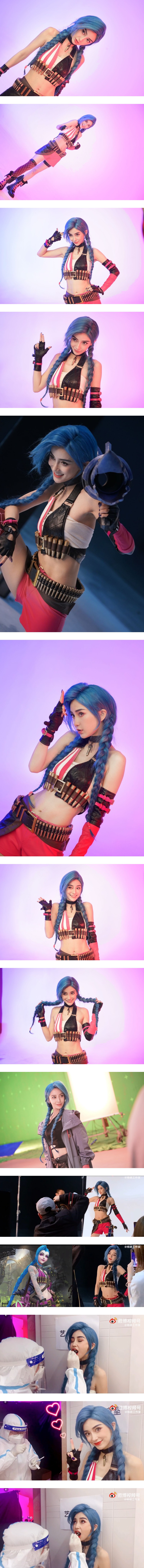 Angelababy大玩cosplay...神还原LOL人物！ 蓝发+露腰造型超绝 娱乐资讯 图2张