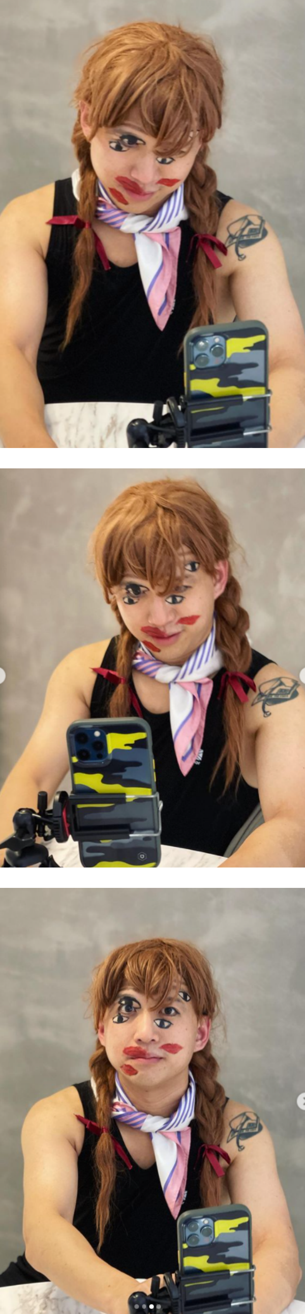 Jym庄靖毅双辫假发Cos“Anabelle”！超强妆容让网友集体喊晕 娱乐资讯 图1张
