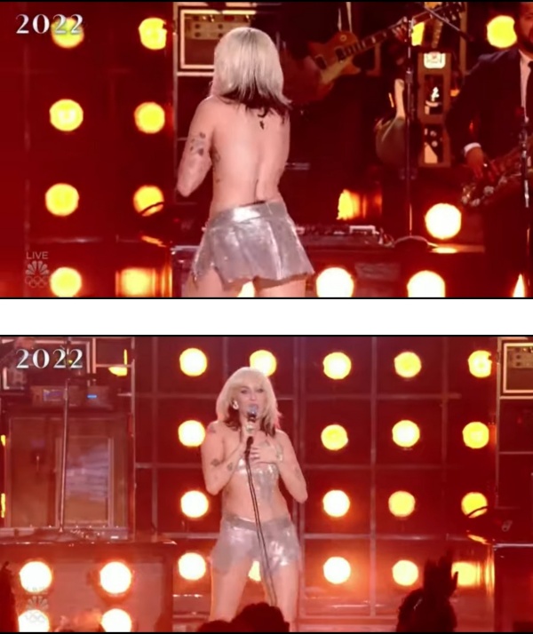 超短上衣突滑落险走光！Miley Cyrus按住“重要部位”继续唱 娱乐资讯 图1张
