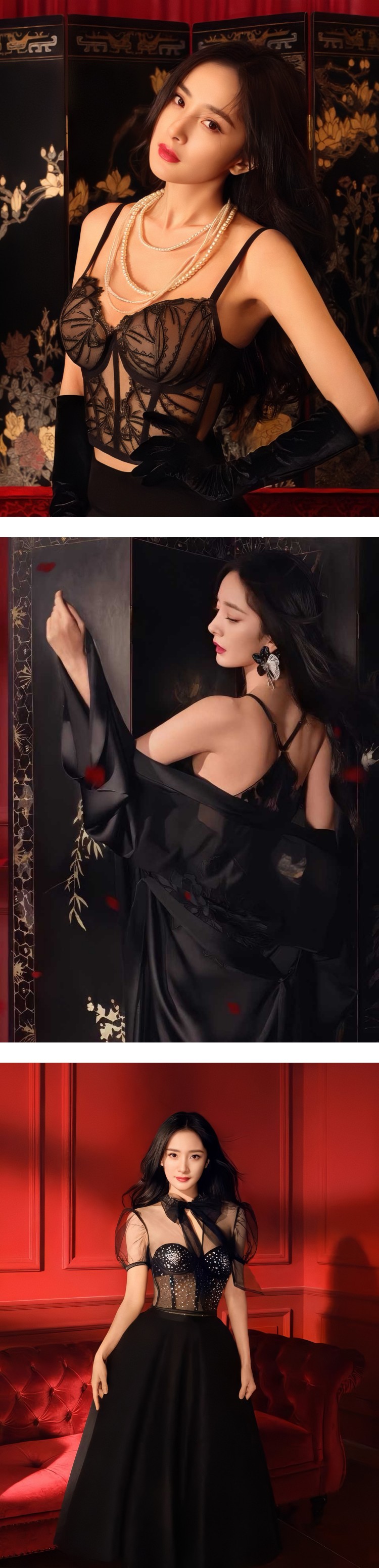 不再用睡衣遮挡了！　杨幂穿透视黑色蕾丝内在美...辣秀D杯汤碗胸 娱乐资讯 图1张