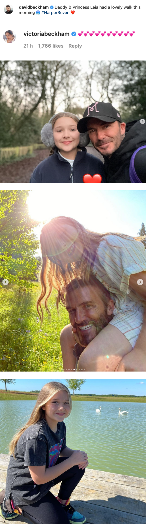 David Beckham 嘴对嘴亲吻11岁女儿Harper！网痛批：变态 娱乐资讯 图2张