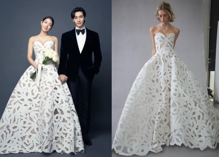Style｜女神朴信惠结婚了！身穿绝美镂空婚纱出自“晚礼服之王”！ 更多热点 图1张