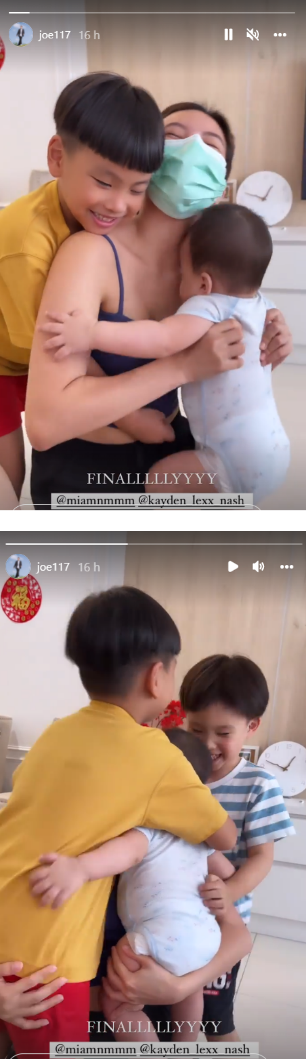 Mia、Lexx出关了！Joe曾耀祖晒母子同框照：Miss You~ 娱乐资讯 图1张