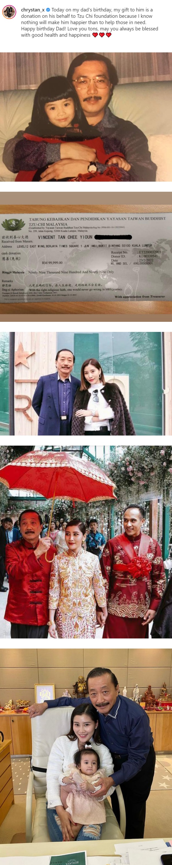 马来西亚富商Vincent Tan生日...女儿陈雪玲捐RM99k做慈善！ 娱乐资讯 图1张