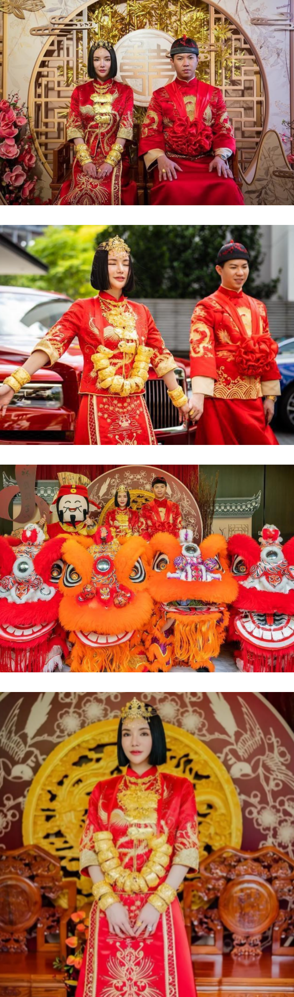 何猷君前女友高调二婚！金头饰、金手镯、金戒指、鸽子蛋钻戒集齐一身！ 娱乐资讯 图2张