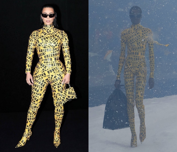 Style｜谁能比她狂？Kim Kardashian 全身缠满“黄X胶纸”出席时装秀 更多热点 图5张
