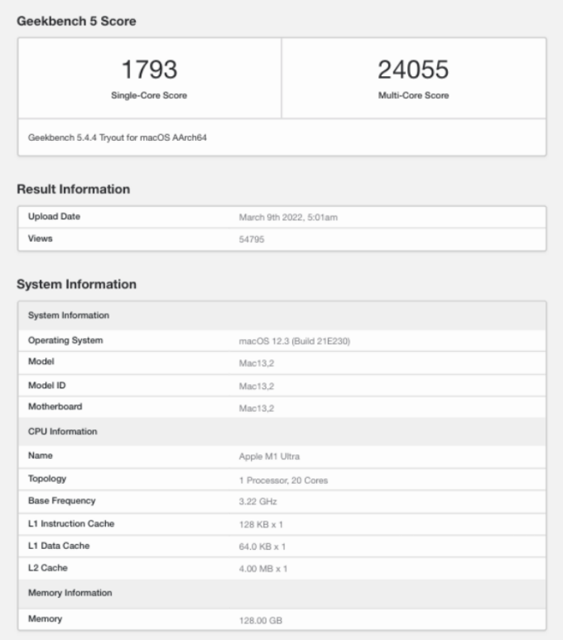 搭载 M1 Ultra 晶片的 Mac Studio 跑分出炉！效能表现比 Mac Pro‌ 还要快 21％ 数码科技 图3张