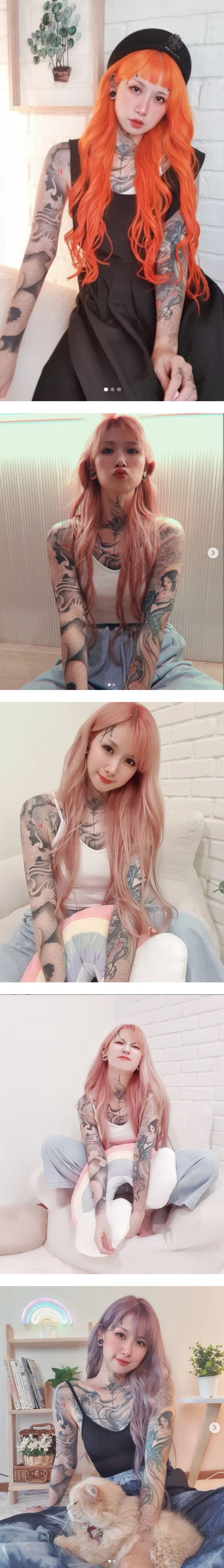大花臂也能是艺术品！ 盘点有纹身的马来西亚网红...她在额头刺字纪念 娱乐资讯 图1张