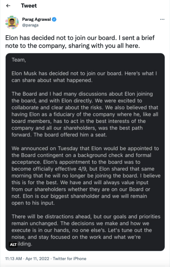 才刚买下股份！Elon Musk 最后决定不加入 Twitter 董事会 数码科技 图2张