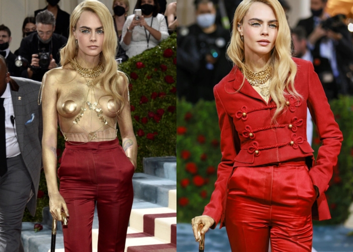 Style｜超模Cara大胆裸上身、丰臀金穿百万美金礼服亮相Met Gala！ 更多热点 图6张