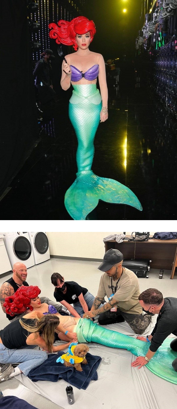 Katy Perry扮“美人鱼”...被鱼尾困住不能走路！坐着也摔倒 娱乐资讯 图1张