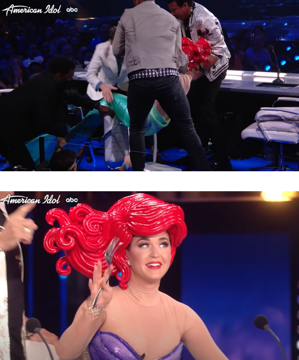 Katy Perry扮“美人鱼”...被鱼尾困住不能走路！坐着也摔倒 娱乐资讯 图3张