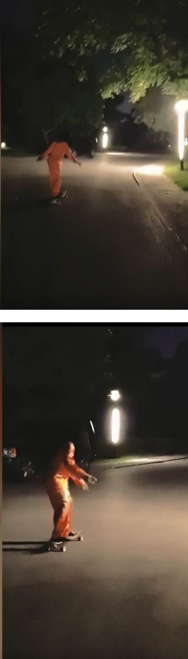 钟丽缇披头散发+穿红衣...半夜在公园玩滑板！画面超毛：会做噩梦 娱乐资讯 图1张