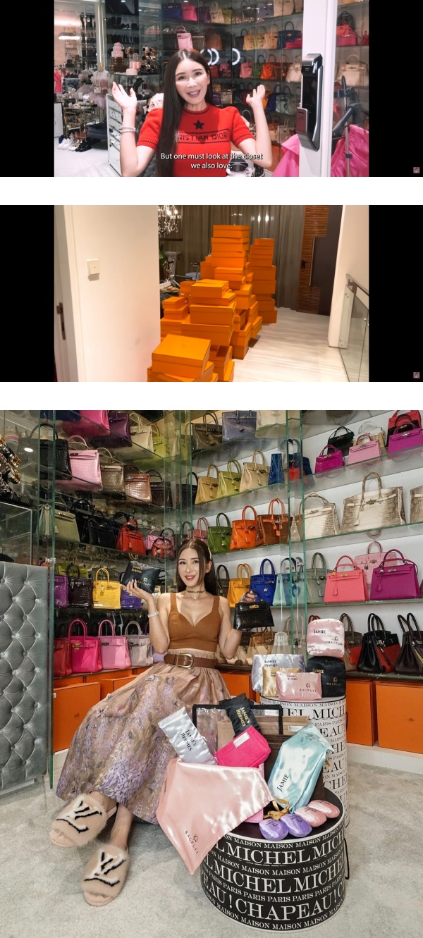 搬家动用400箱行李！新加坡名媛晒“名牌包墙”...犹如包包陈列室 娱乐资讯 图3张