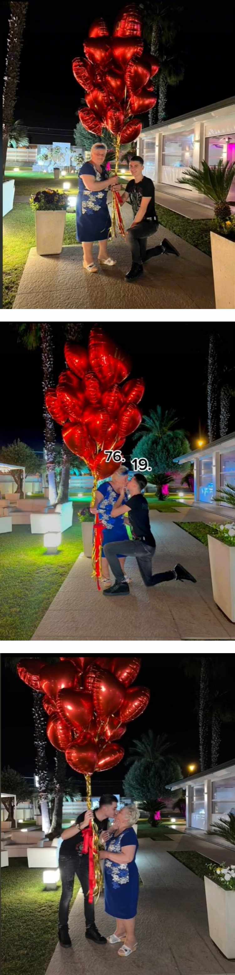 相差57岁“奶孙恋”修成正果！ 19岁少年下跪求婚76岁女友...捧脸亲吻 娱乐资讯 图1张