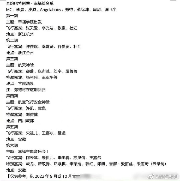 《奔跑吧.幸福篇》常驻、飞行嘉宾曝光！　白鹿下车...由他顶替 娱乐资讯 图2张