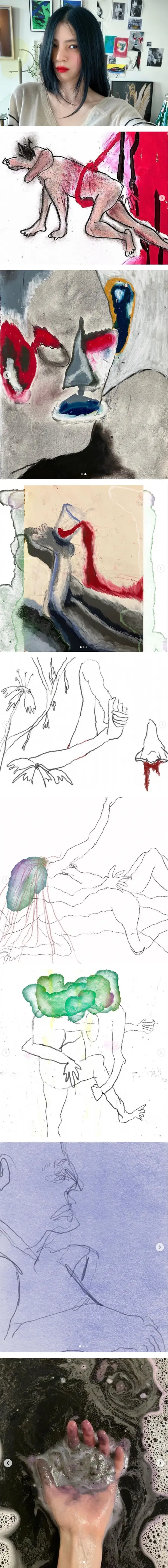 韩素希IG上传超诡异画风照片！网忧：精神状态不稳 娱乐资讯 图2张
