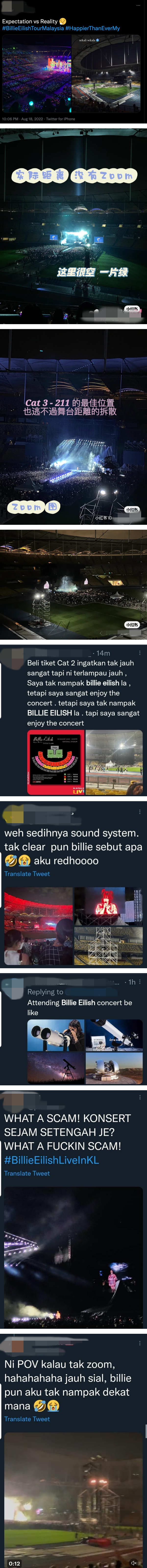 Billie Eilish马来西亚演唱会惹争议！网痛批：前排位子只看到蚂蚁大小的人 娱乐资讯 图3张
