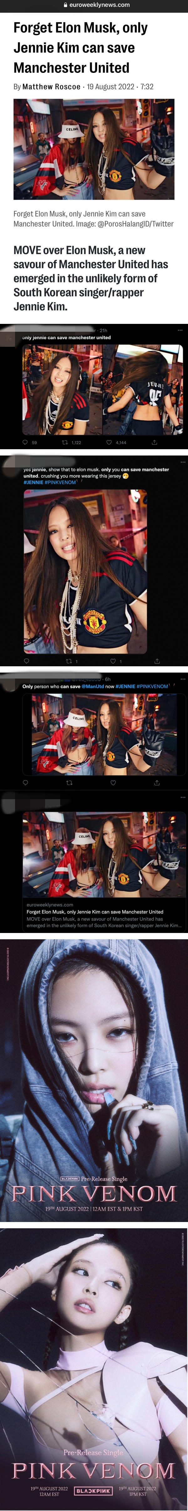 梦幻联动！BLACKPINK Jennie身穿曼联球衣出镜...球衣号码曝光！ 娱乐资讯 图3张