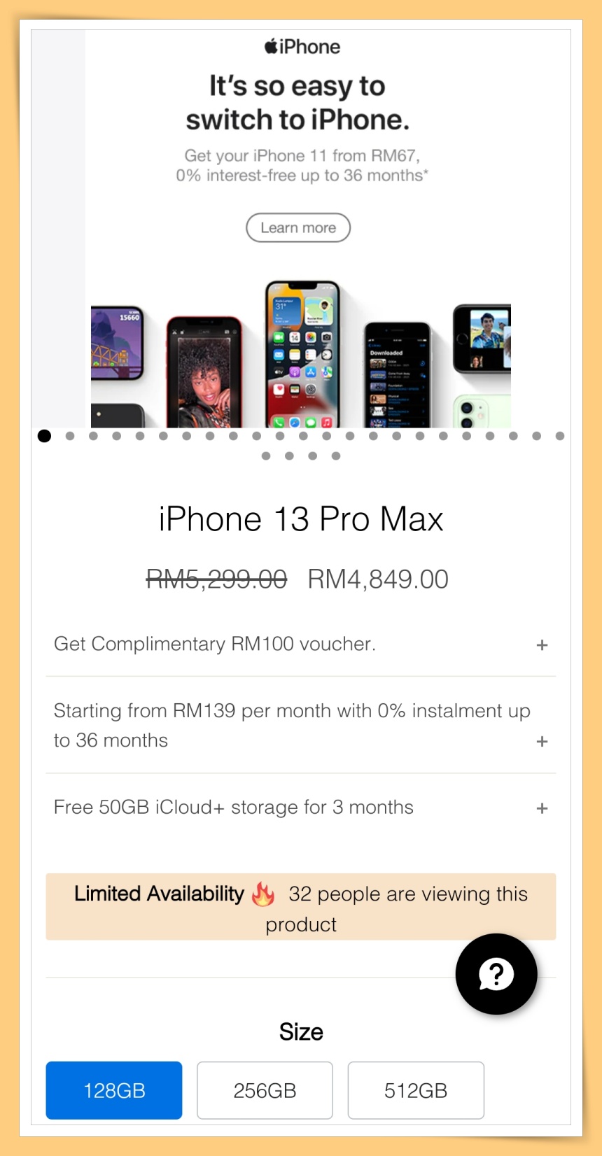 Tips I iPhone 14太贵了？现在入手iPhone 13只需RM2949起！ 更多热点 图8张