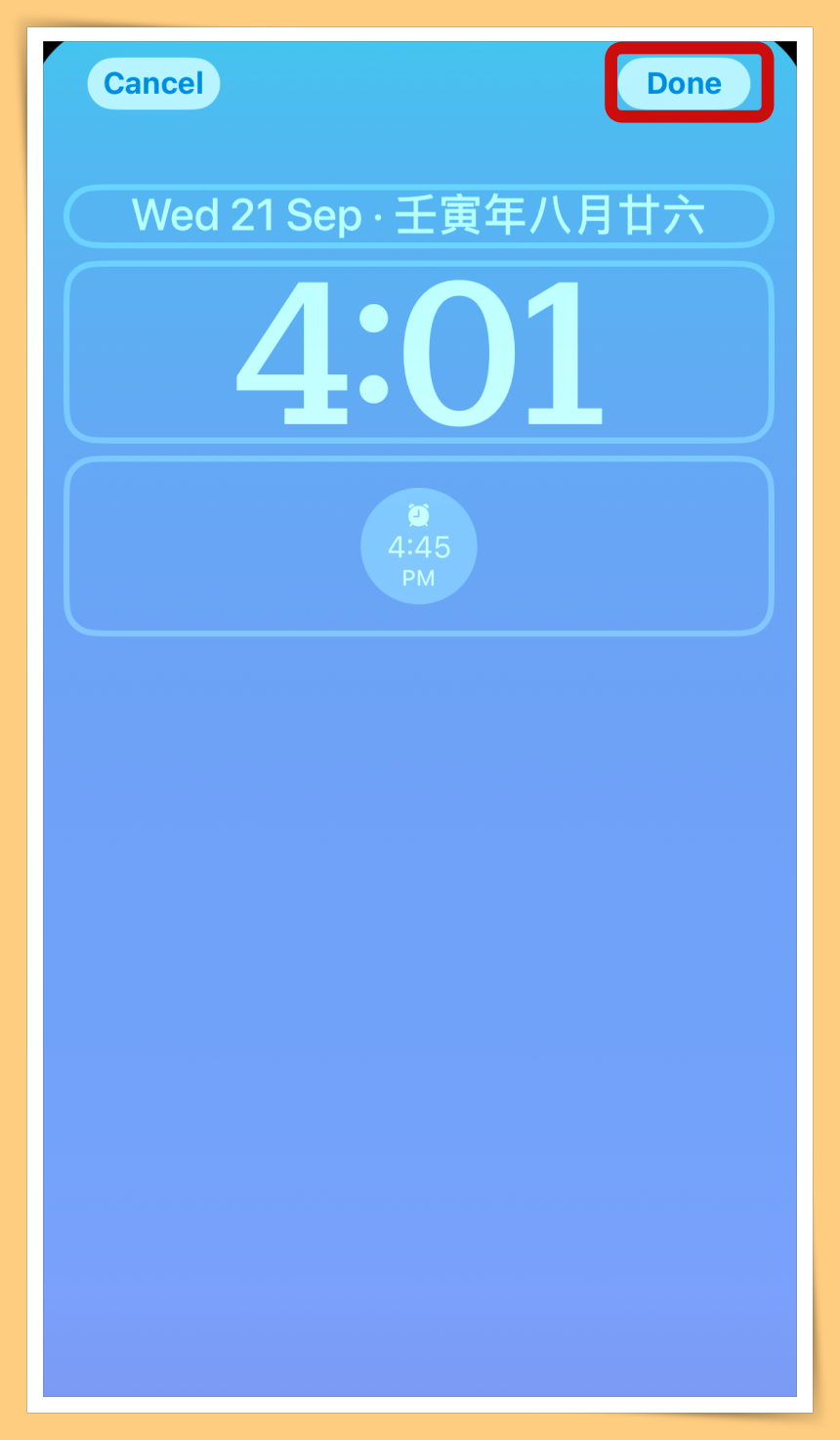 Tips I 想要iPhone显示闹钟时间？教你5个步在骤锁定桌布上显示！ 更多热点 图6张