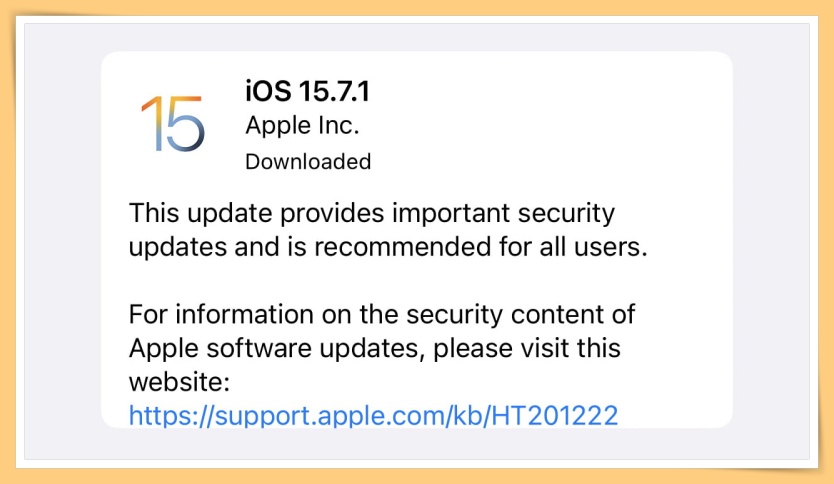 News I iOS 15.7.1修正17项安全漏洞！Apple要果粉立马更新！ 更多热点 图1张