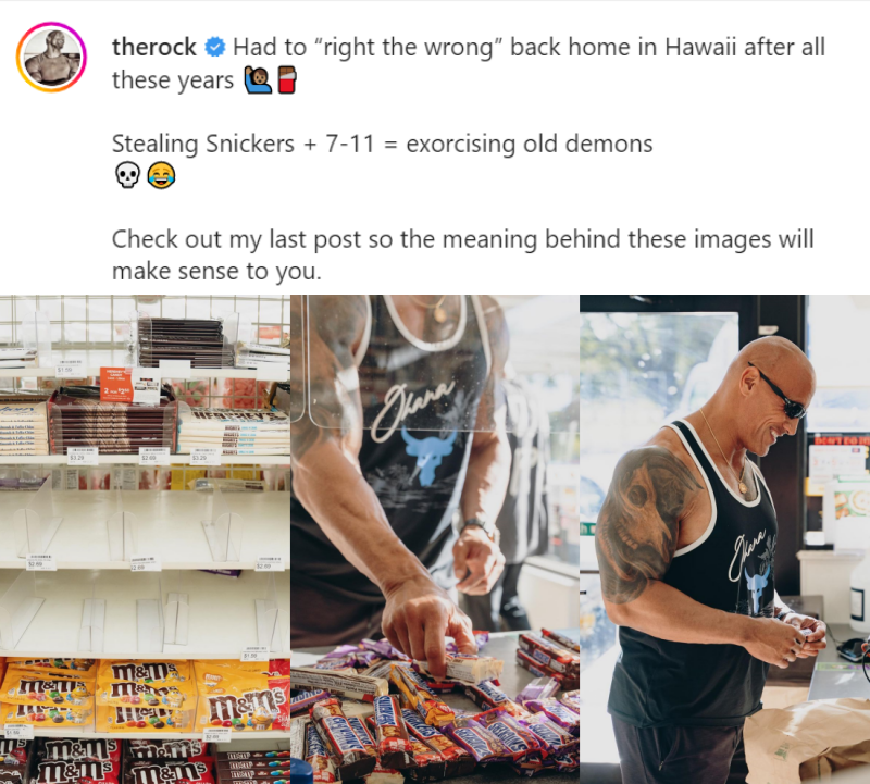 The Rock当过小偷！14岁时穷到天天偷零食 如今重返商店 娱乐资讯 图1张