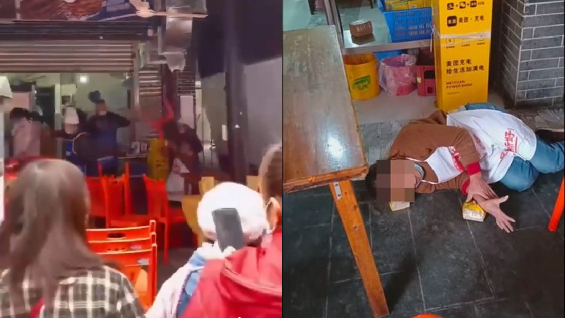 王鹤棣爸爸炸串店被闹场！大妈飞椅子、叫嚣、躺地不走 娱乐资讯 图1张
