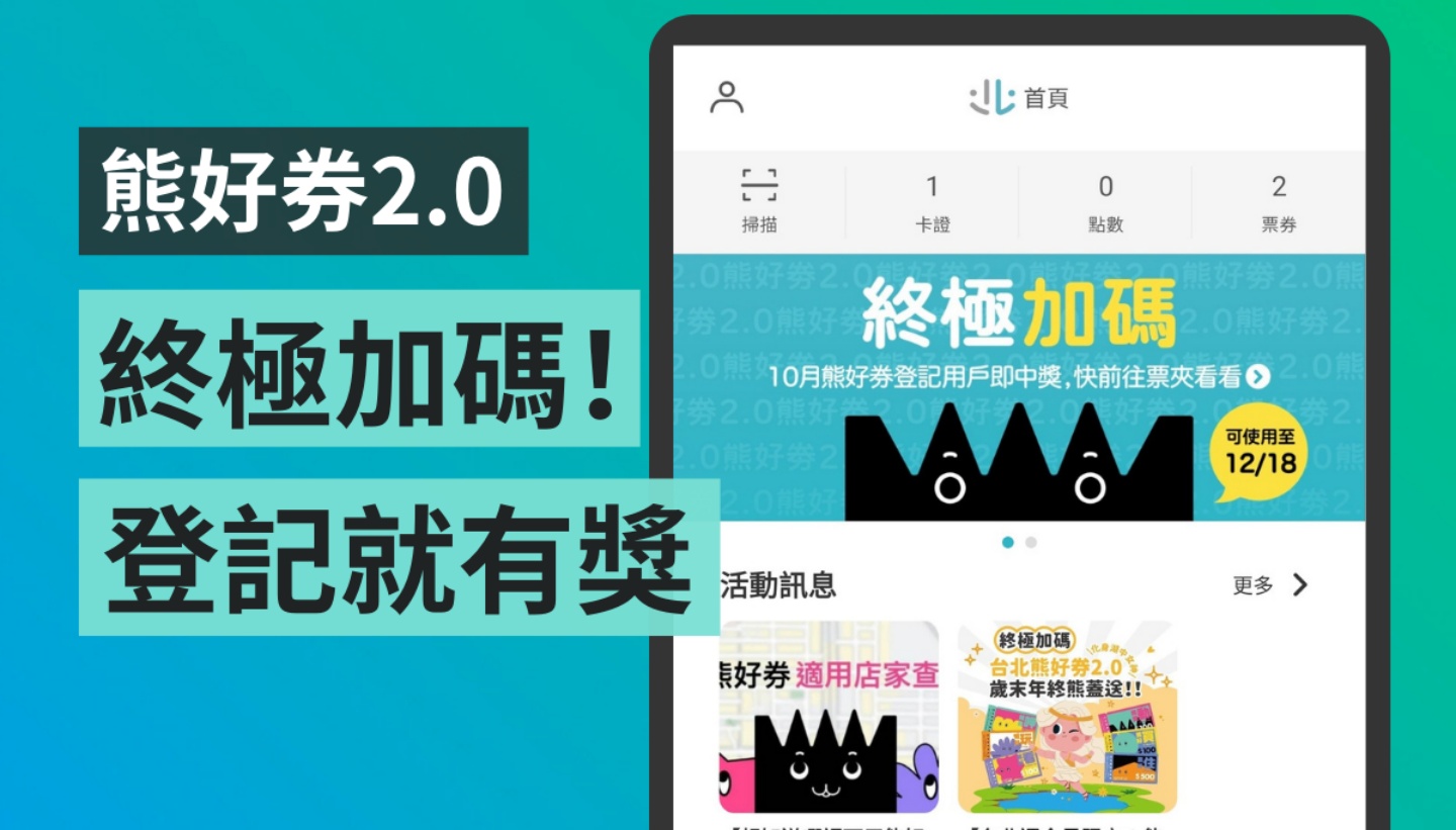 北市府祭出‘ 熊好券 2.0 ’终极加码！有登记过的台北通会员就有奖 数码科技 图1张