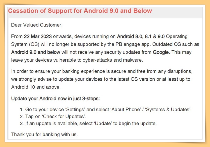 News I 大众银行3月22日起新措施！PBe App将不再支持这些Android手机! 更多热点 图2张
