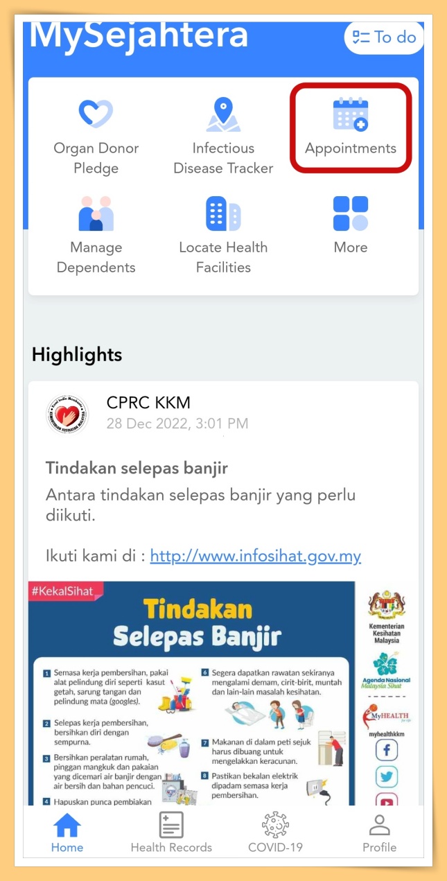 App I MySejahtera又可以派上用场了！预约官方诊所看诊只需4个步骤！ 更多热点 图2张