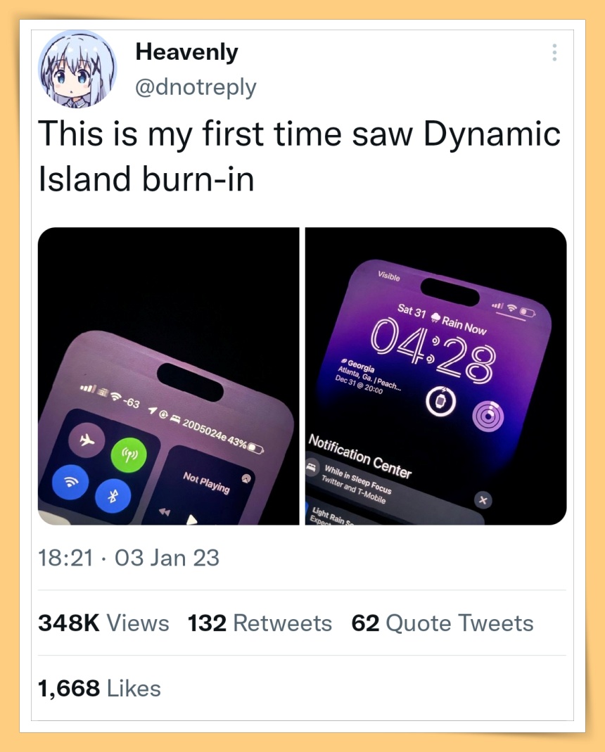 科技 I 灵动岛变火烧岛？部分果粉iPhone 14 Pro出现烧屏问题！ 更多热点 图2张