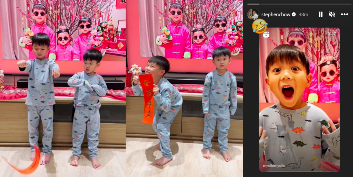 胡杏儿喜收周星驰春联！大儿子Brendan戏精上身 从头到尾都在抢镜 娱乐资讯 图2张