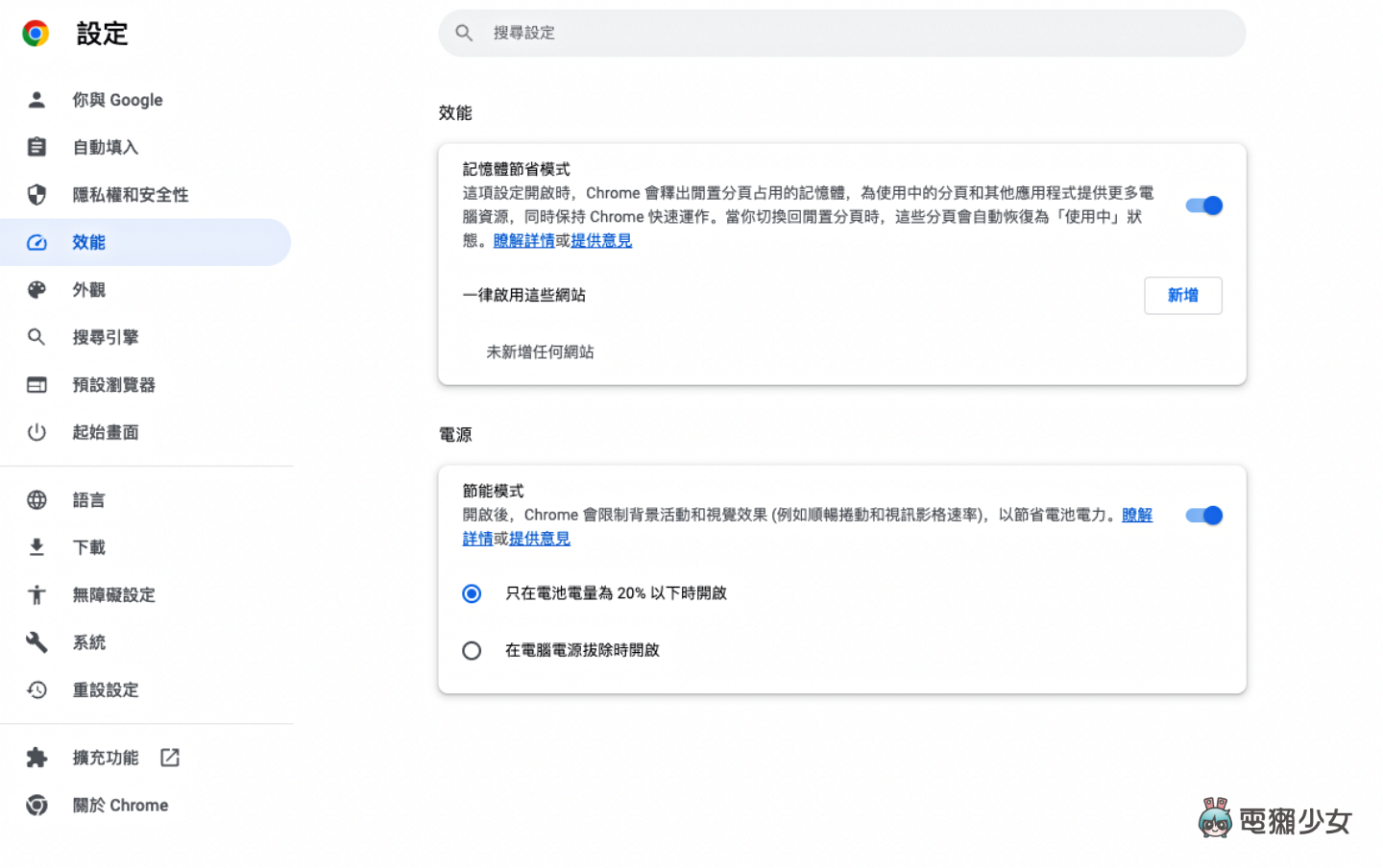Chrome 新增‘ 释放记忆体 ’和‘ 省电模式 ’两功能！如何开启一次看 数码科技 图4张