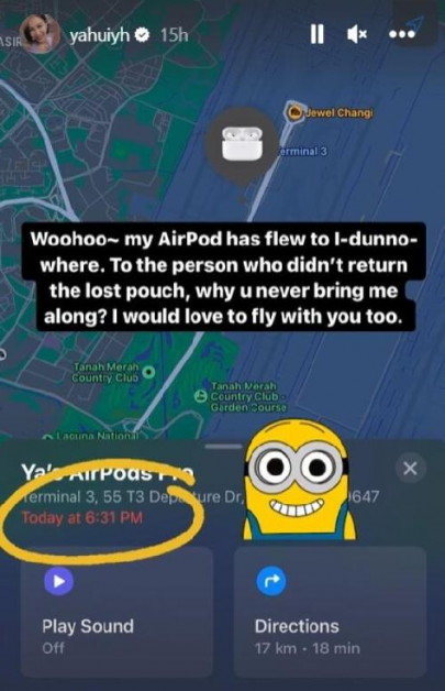 新加坡女星机场遗失AirPods：很慌很心痛！好心人找回、归还 娱乐资讯 图2张