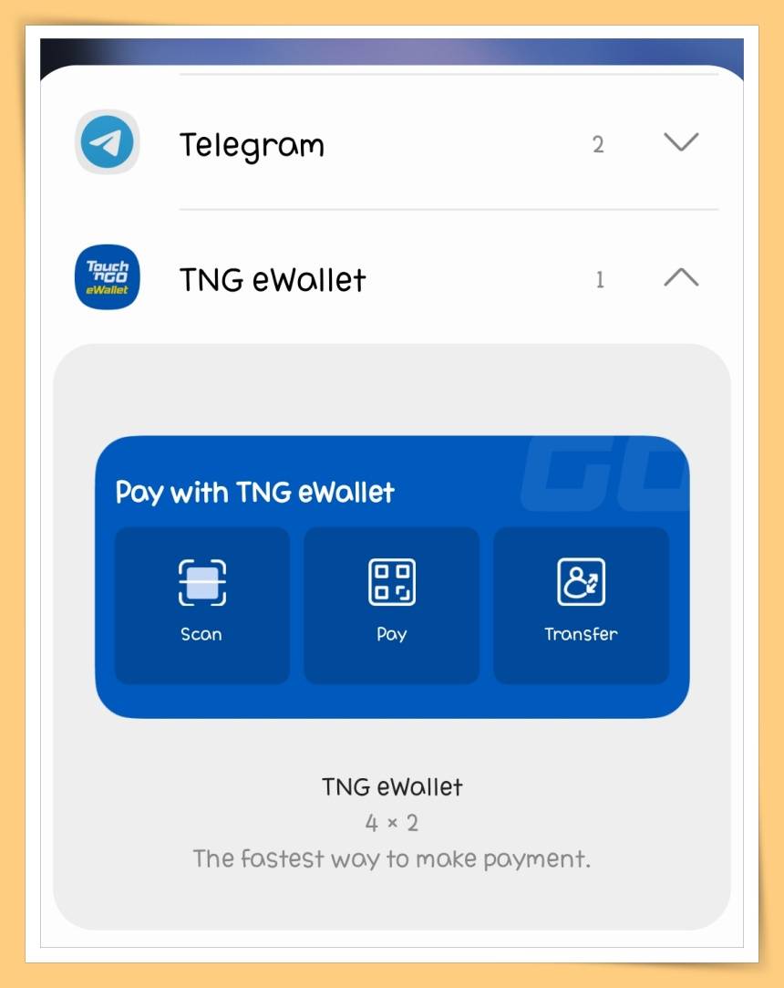 Tips I TNG eWallet小组件太方便了！教你如何设置在手机页面付款或转账！ 更多热点 图4张