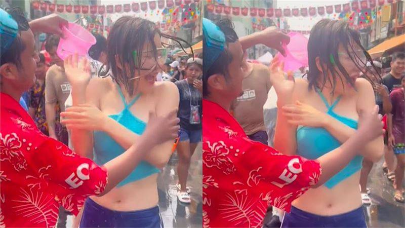 DJ Soda泰国泼水节湿身“半球看光”陌生男1行为网震怒：根本吃豆腐！ 时尚资讯 图3张