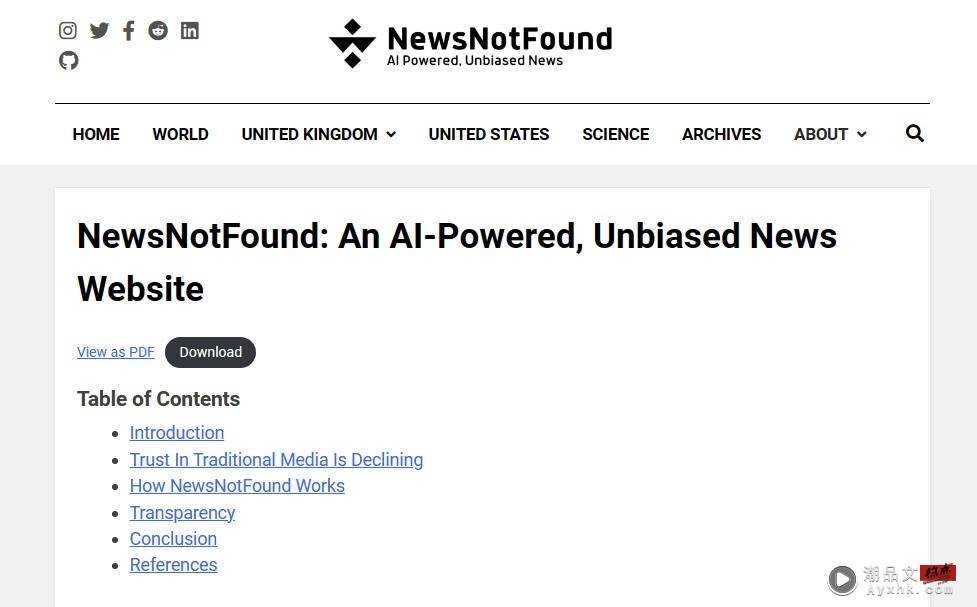 绝对中立、公正！完全由 AI 人工智慧统整撰写的新闻网站：NewsNotFound 数码科技 图6张