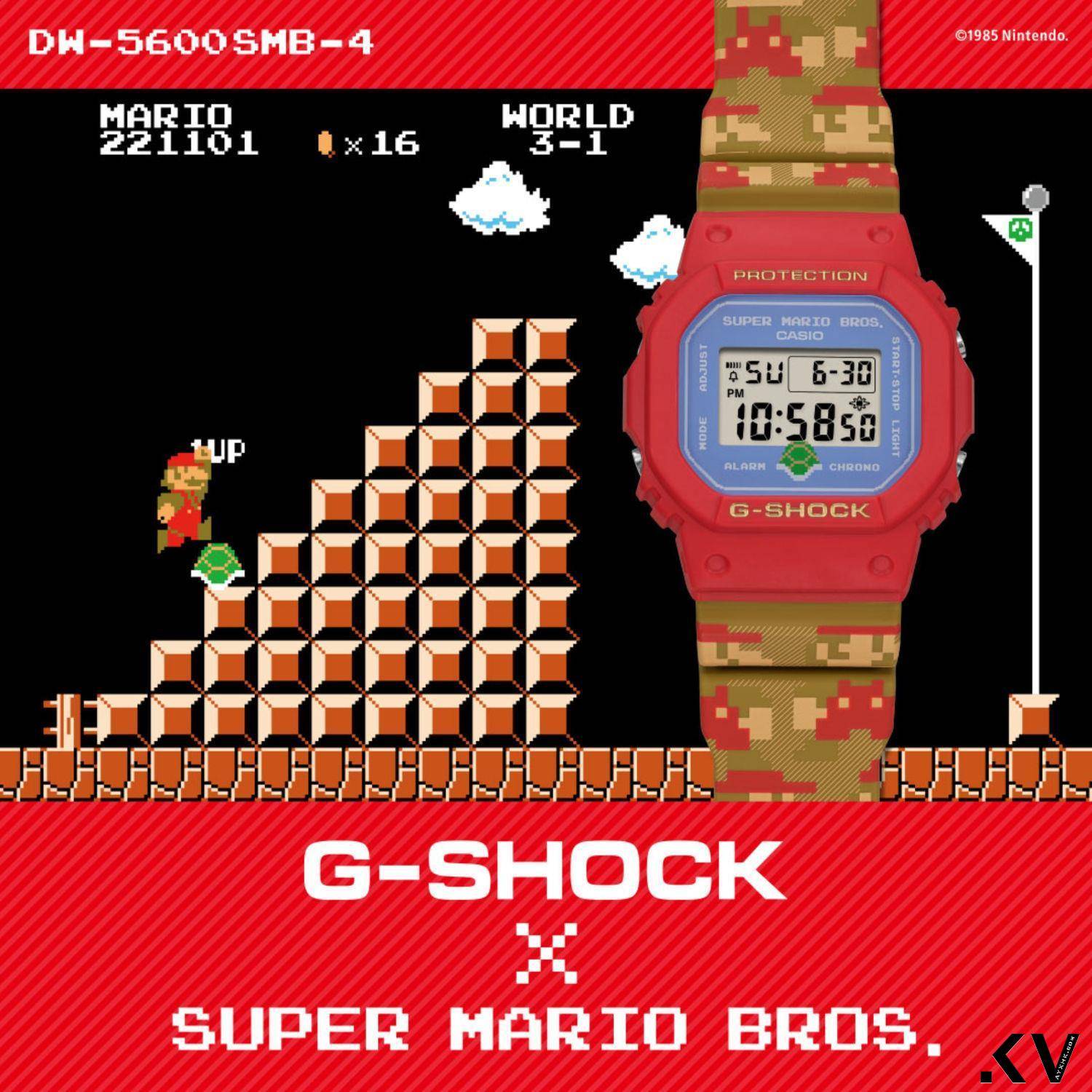 启动G-SHOCK背光跳出玛利欧　8 bit像素风格表好复古 最新资讯 图1张