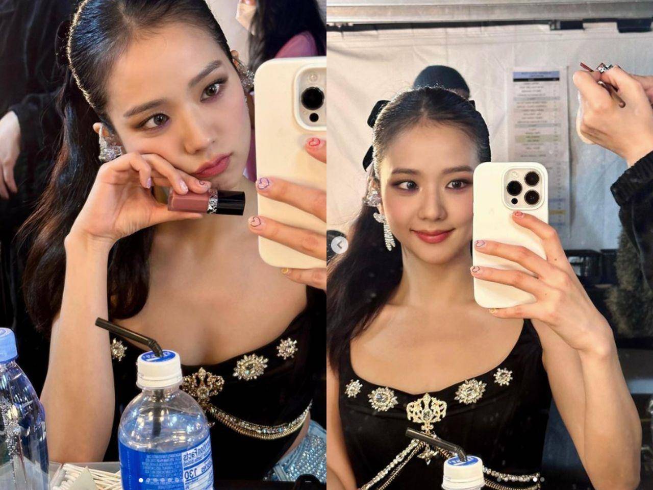 李圣经桃色唇当时髦法国贵族　Jisoo巡演擦“杏仁烤奶”唇釉唱跳都不掉妆 名人名流 图1张