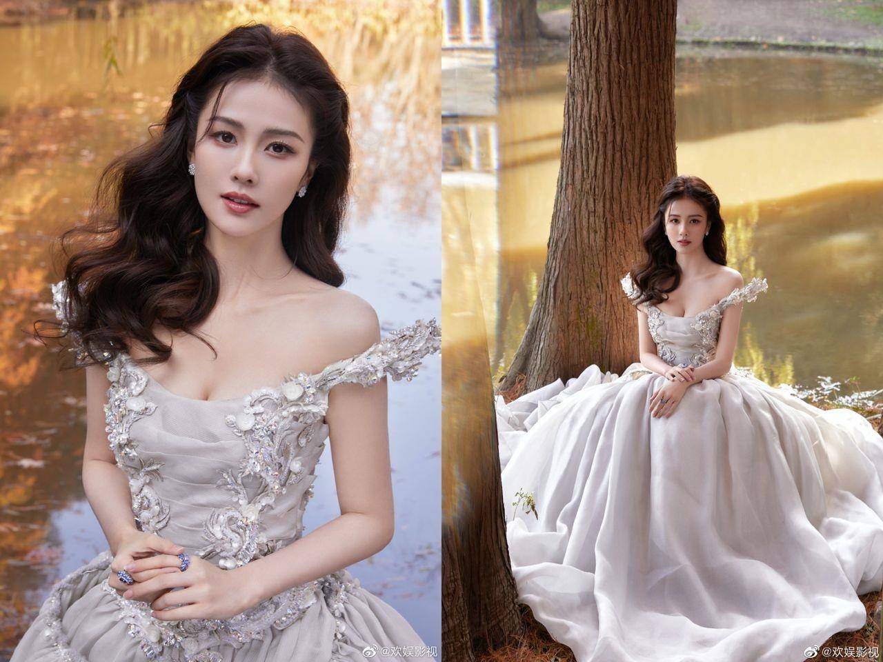 “在逃公主”白鹿雪银礼服仙气爆棚、“最美妃子”张嘉倪黑白皮草尽显气场 名人名流 图1张