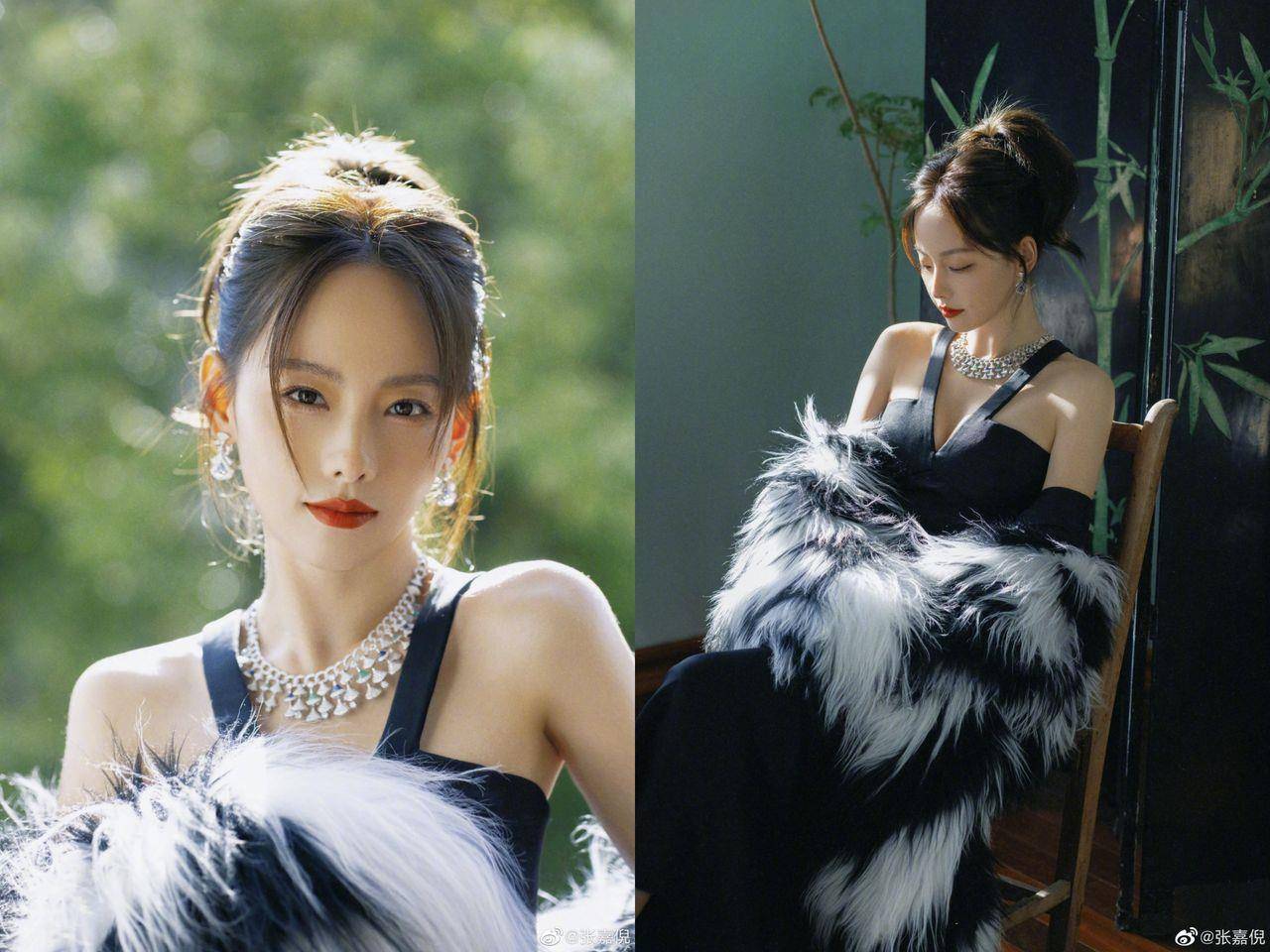“在逃公主”白鹿雪银礼服仙气爆棚、“最美妃子”张嘉倪黑白皮草尽显气场 名人名流 图5张