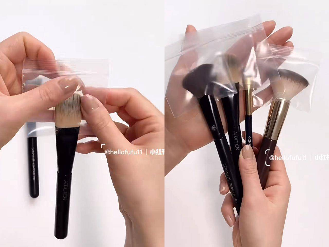 彩妆刷超神收纳法！余粉不乱沾、刷毛不乱翘　只要一个夹链袋搞定 最新资讯 图2张